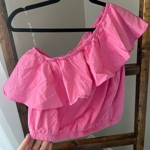 Hot Pink One-Shoulder Crop Top - Medium - A New Day